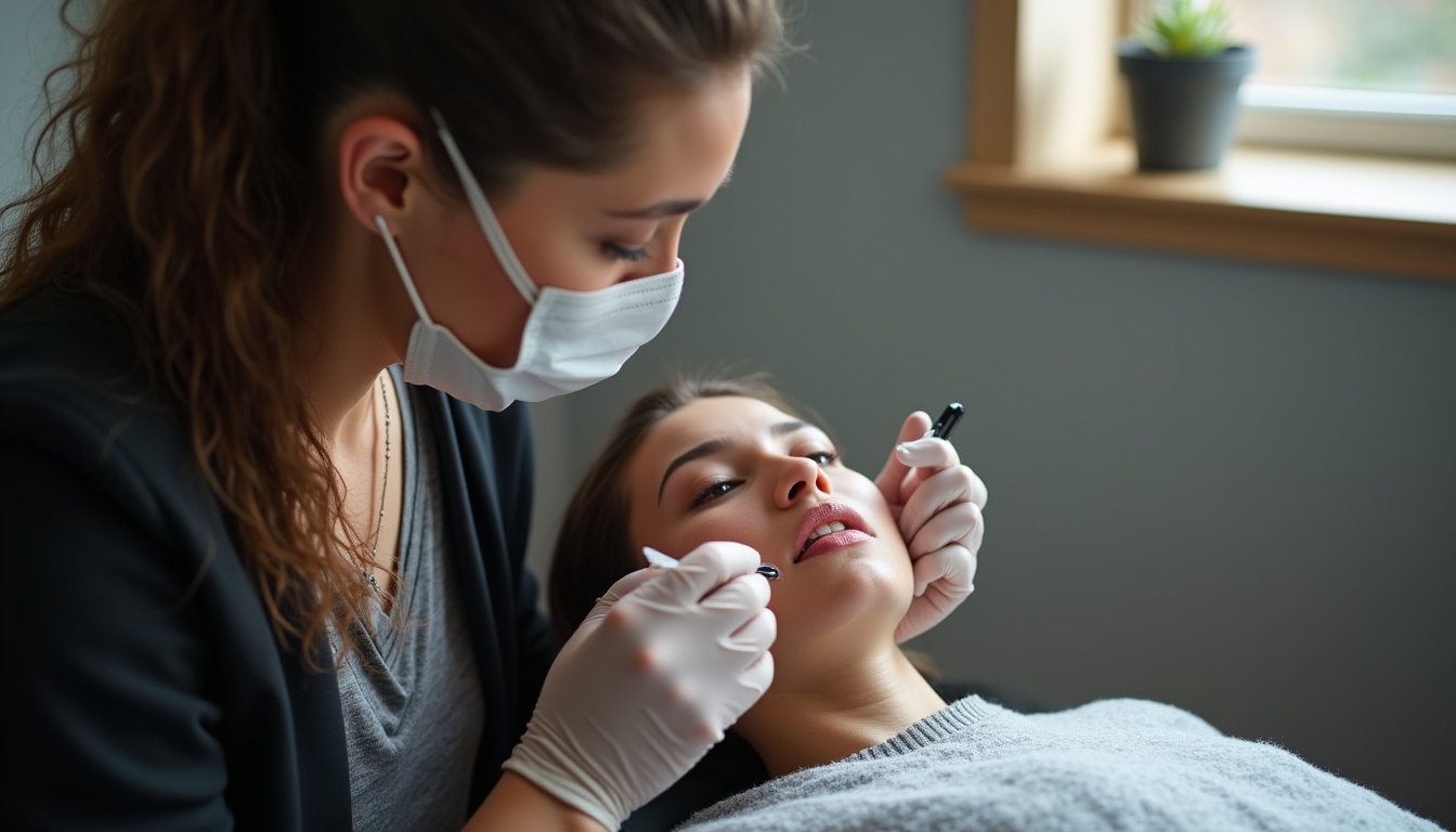 O studentă zâmbește în timp ce învață la Academia Elena Copaceanu, simbolizând succesul în cariera beauty.