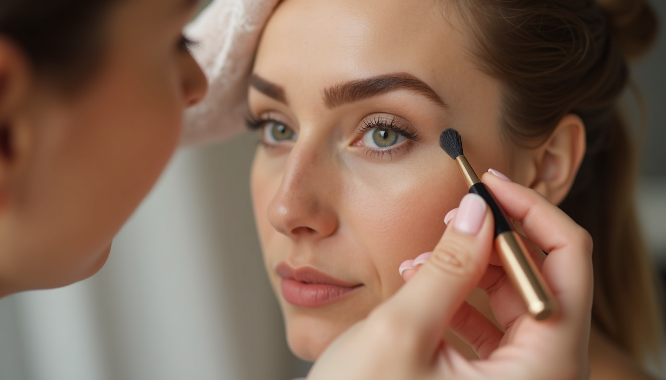 O femeie zâmbește, arătându-și sprâncenele perfect definite prin micropigmentare powder