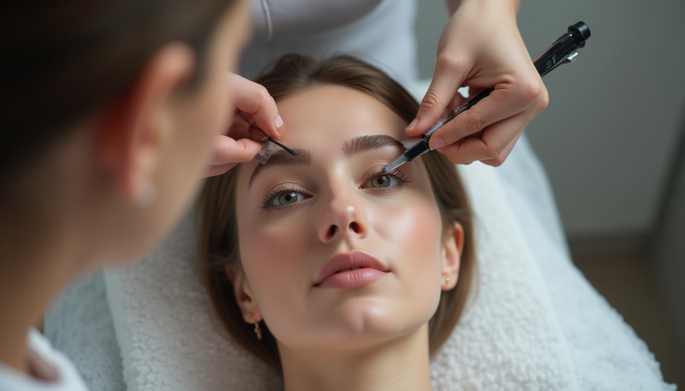 Femeie zâmbind cu sprâncene perfect conturate după micropigmentare în Ploiești