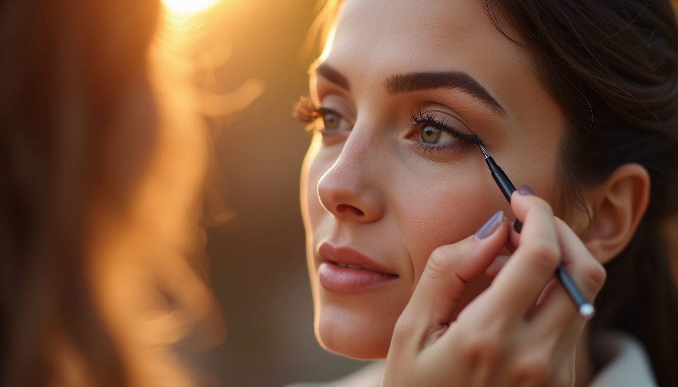 Femeie zâmbind, arătând sprâncene perfect pigmentate, cu un machiaj natural