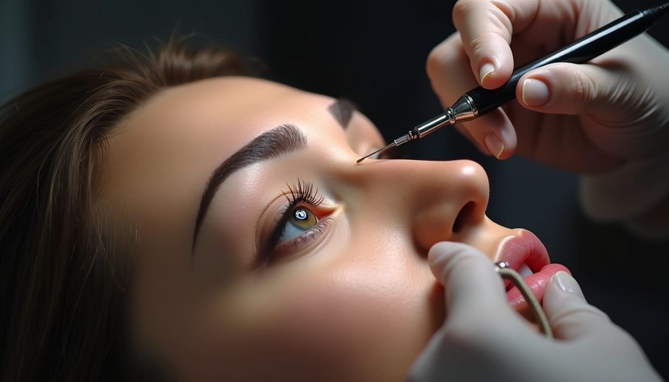 Femeie cu tatuaje sprancene perfect conturate, Magic Cosmetice